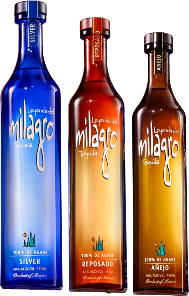 Bottles of Milagro tequila